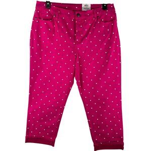 Style & Co Womens Size 16 Curvy Fit Capri Pants Polka Dot Candy Pop Pink